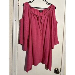 Cocomo Woman Plus Size Dark Pink Peasant Cold Shoulder Blouse, size 2X
